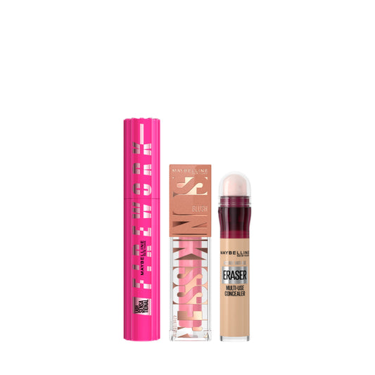 Maybelline Makeup Essentials Trio – Mascara, Blush, and Concealer Set