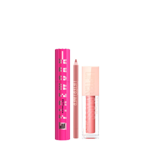 Maybelline Lip & Lash Glam Set – Mascara, Lip Liner & Gloss