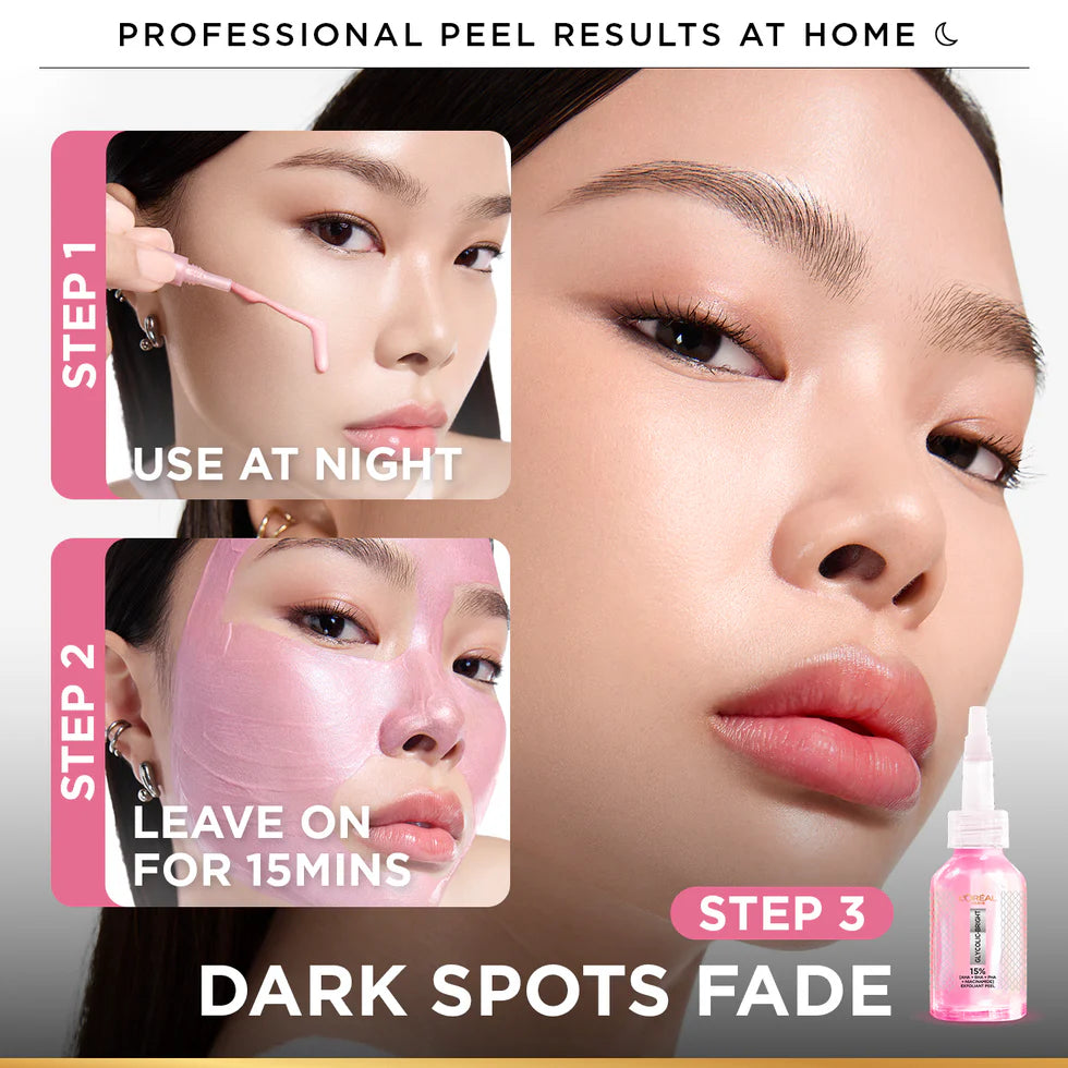 L'Oréal Paris Glycolic-Bright Anti-Dark Spot Exfoliant Peel 15% AHA + BHA + PHA + Niacinamide 25ml.