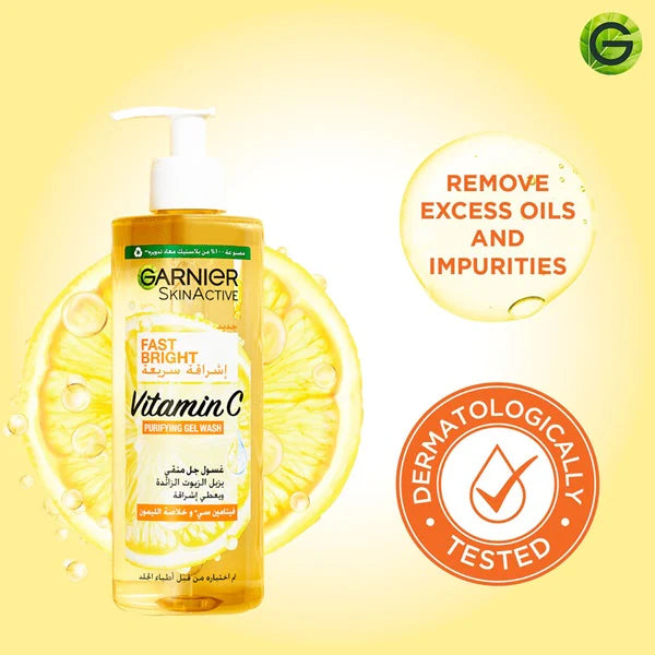 Garnier Fast Bright Vitamin C Brightening Purifying Face Gel Wash