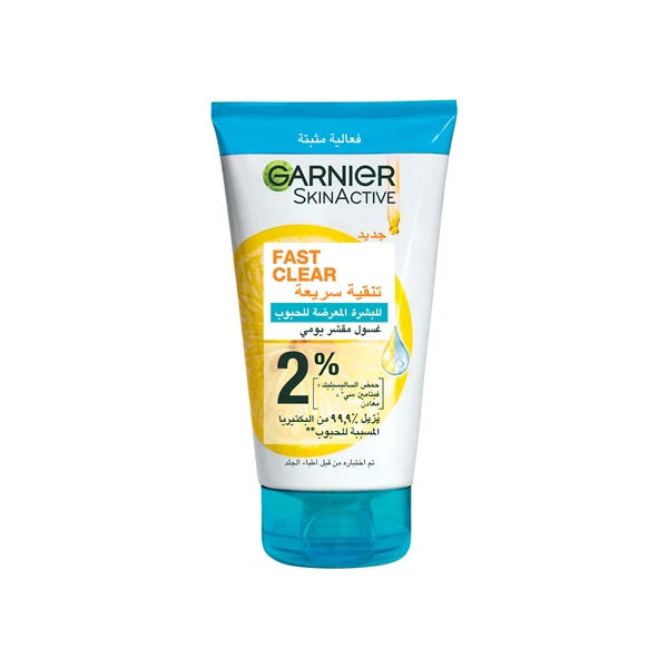 Garnier Fast Clear [2%] Salicylic Acid & Vitamin C - 3-in-1 Anti-Acne Exfoliating Wash (150ml)
