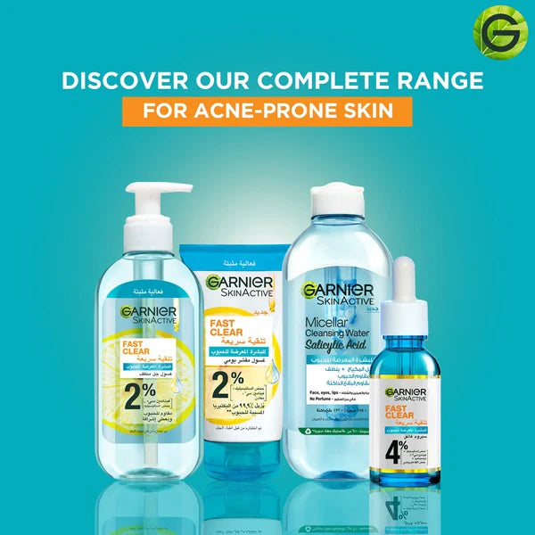 Garnier Fast Clear [2%] Salicylic Acid & Vitamin C - 3-in-1 Anti-Acne Exfoliating Wash (150ml)