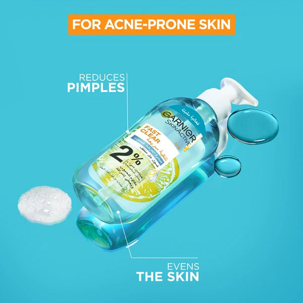 Garnier Fast Clear [2%] Salicylic Acid & Vitamin C - Anti-Acne Gel Wash 200 ML