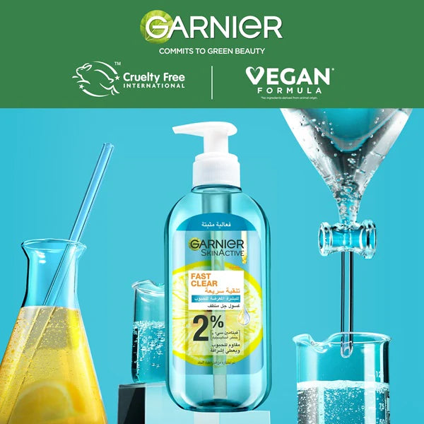 Garnier Fast Clear [2%] Salicylic Acid & Vitamin C - Anti-Acne Gel Wash 200 ML