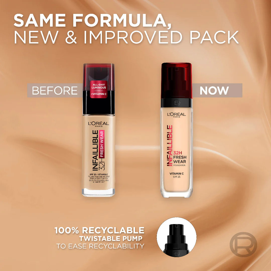 L’Oréal Paris Makeup Infaillible 32H Freshwear Liquid Foundation, Vitamin C, SPF25
