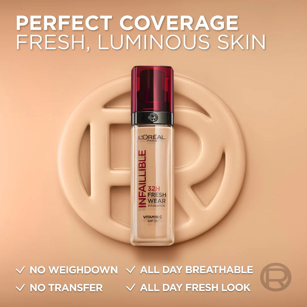 L’Oréal Paris Makeup Infaillible 32H Freshwear Liquid Foundation, Vitamin C, SPF25