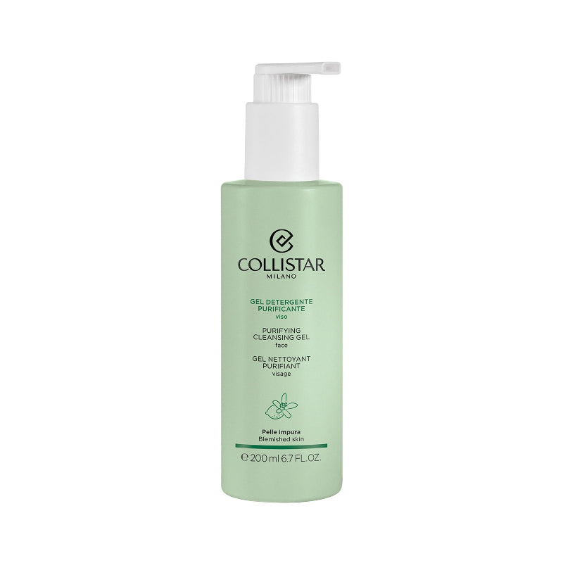 Collistar cleansing gel bottle on a white background