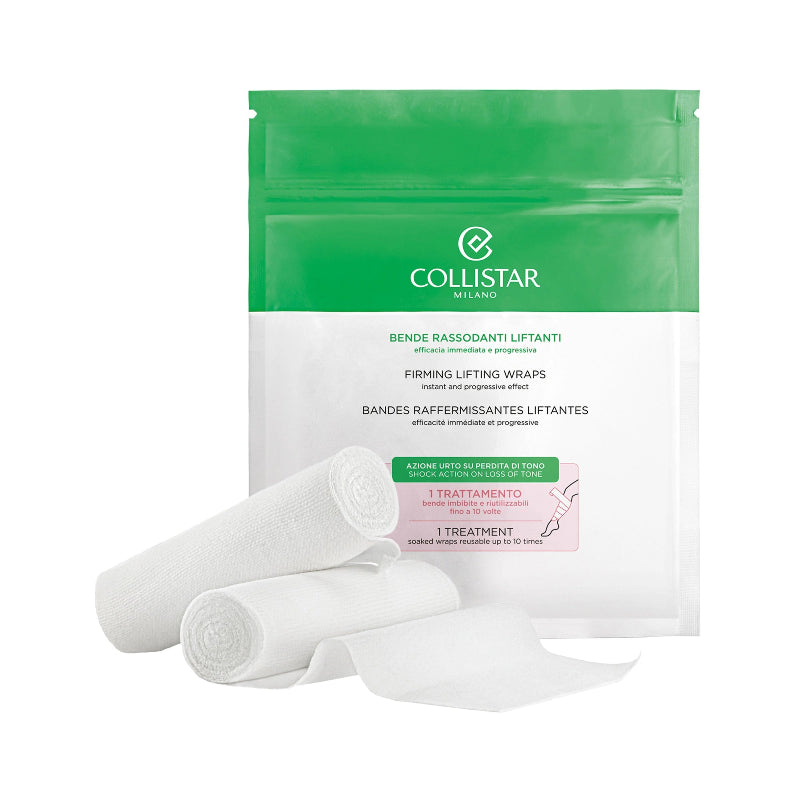 Collistar Firming Lifting Wraps packaging with two white wraps on a white background