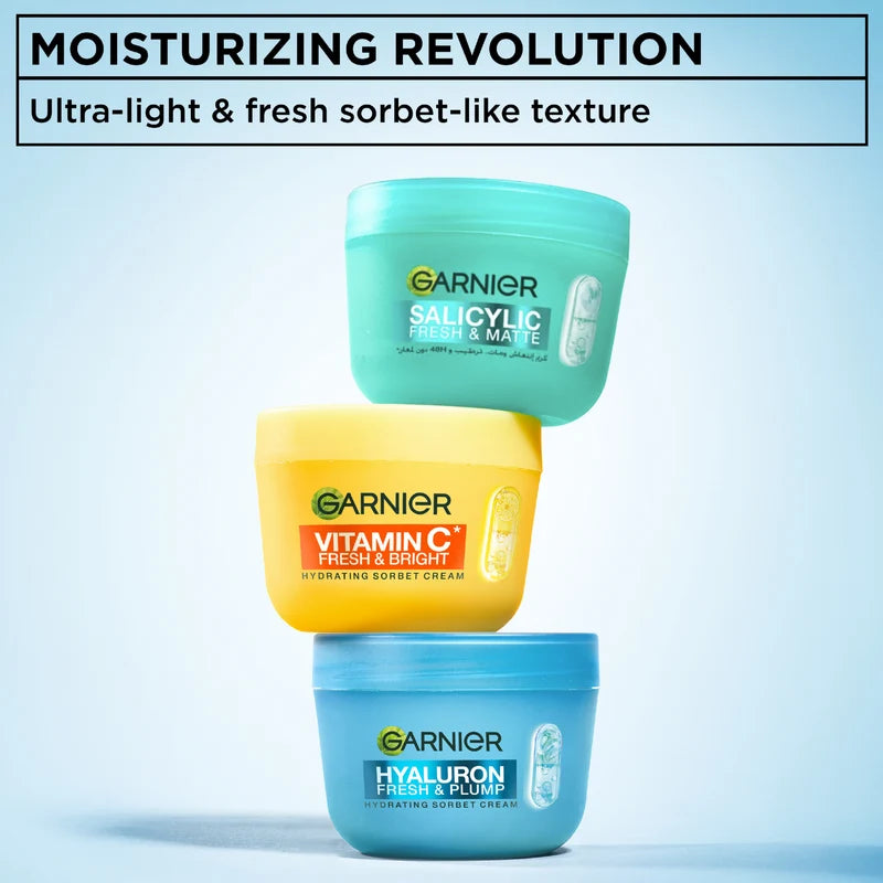 Garnier Hyaluron Fresh & Plump Cream - Hydration, 48H Oil Free - 4% [Hyaluronic Acid + Niacinamide] - Cruelty Free International & Vegan