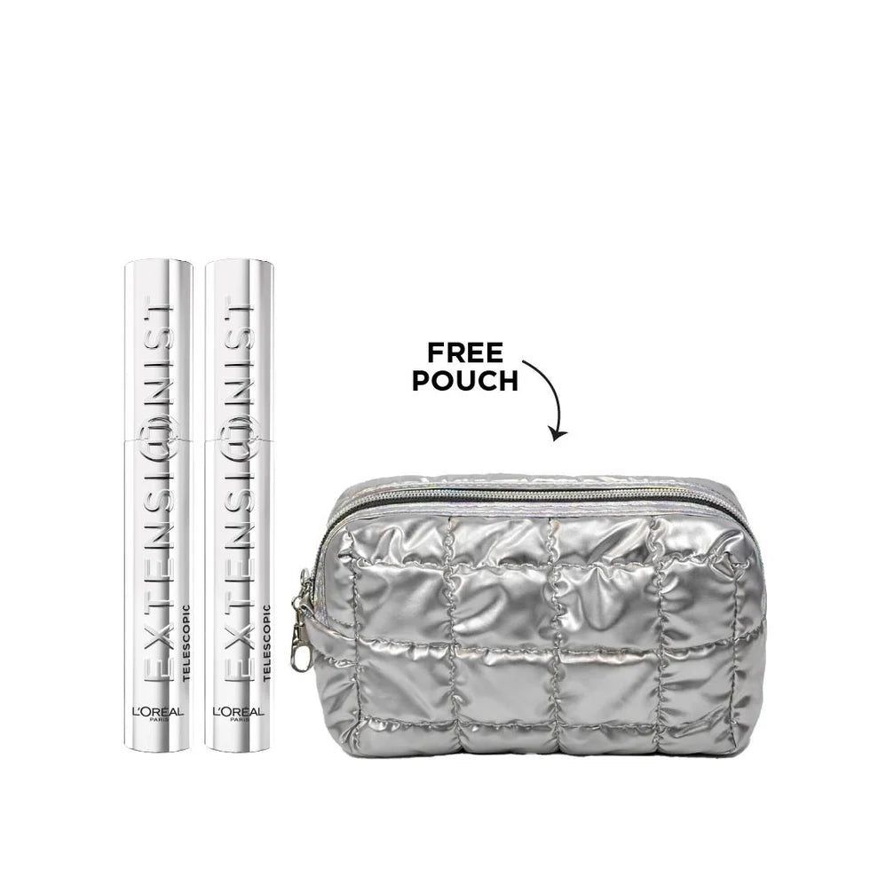 L’Oréal Telescopic Extensionist Mascara 2x Bundle 24H + Pouch
