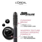 L’Oréal Paris Air Volume Mega Mascara Washable, Air Whipped Formula Lasting Up To 24H- Lightweight