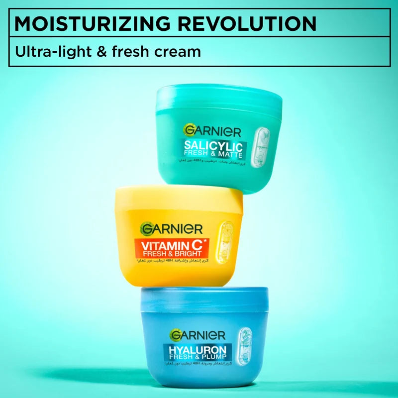 Garnier Salicylic Fresh & Matte Cream - Hydration, 48H Oil Free - 5% [Niacinamide + Salicylic Acid + Centella Asiatica] - Cruelty Free International & Vegan