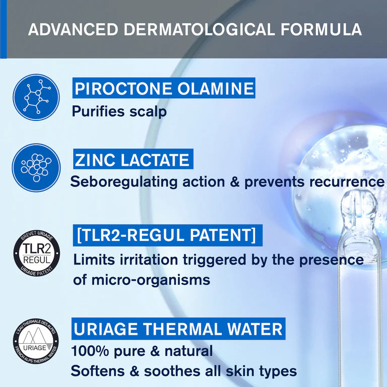 Uriage D.S. Hair Anti-Dandruff Treatment Shampoo - Moderate Dandruff & Irritated Scalp