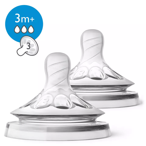 Avent 2 Natural Teats Medium Flow 3 holes - 3m+ - dsonline.me