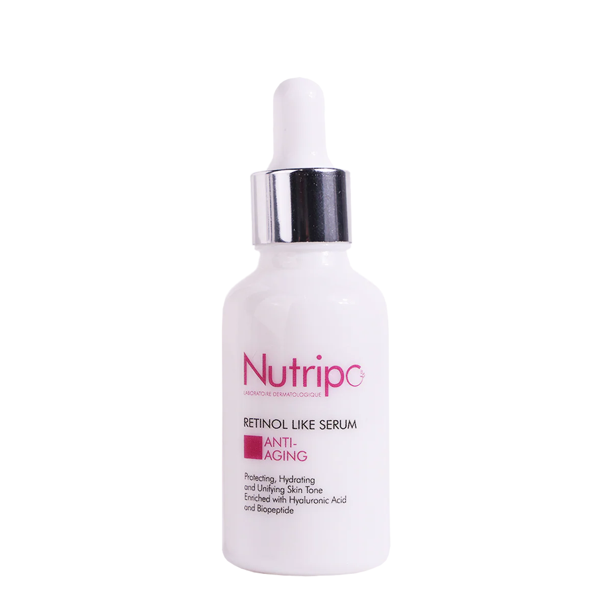 Nutripo anti-aging serum bottle on a white background