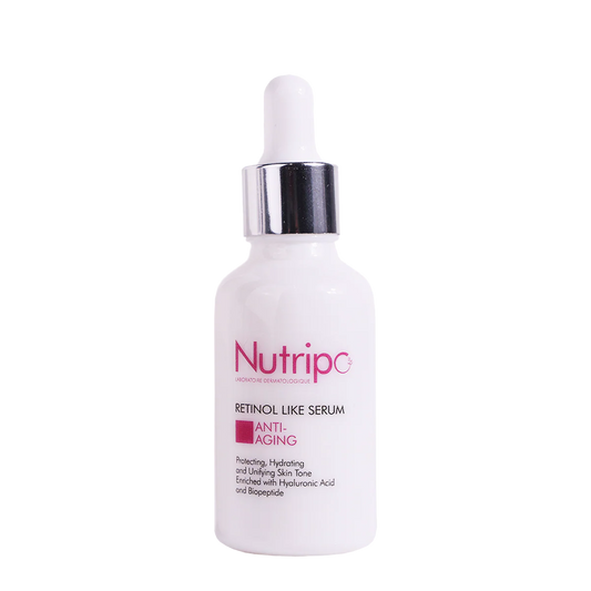 Nutripo anti-aging serum bottle on a white background