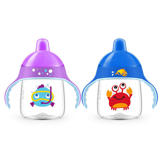 Avent Sip, No Drip Cup 260ml 12m+ Aquatic Edition - Blue / Purple - dsonline.me