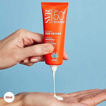 SVR Sun Secure Fluide SPF50+ 50ml – fluide solaire ultra-léger pour peaux normales à mixtes, haute protection contre UVA, UVB, lumière visible et infrarouge