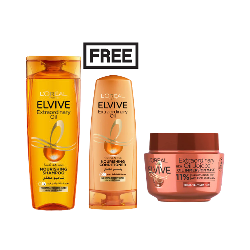 L'Oréal Paris Elvive Extraordinary Oil Hair Care Set Shampoo 400ml + Conditioner 200ml + Hair Mask 300ml