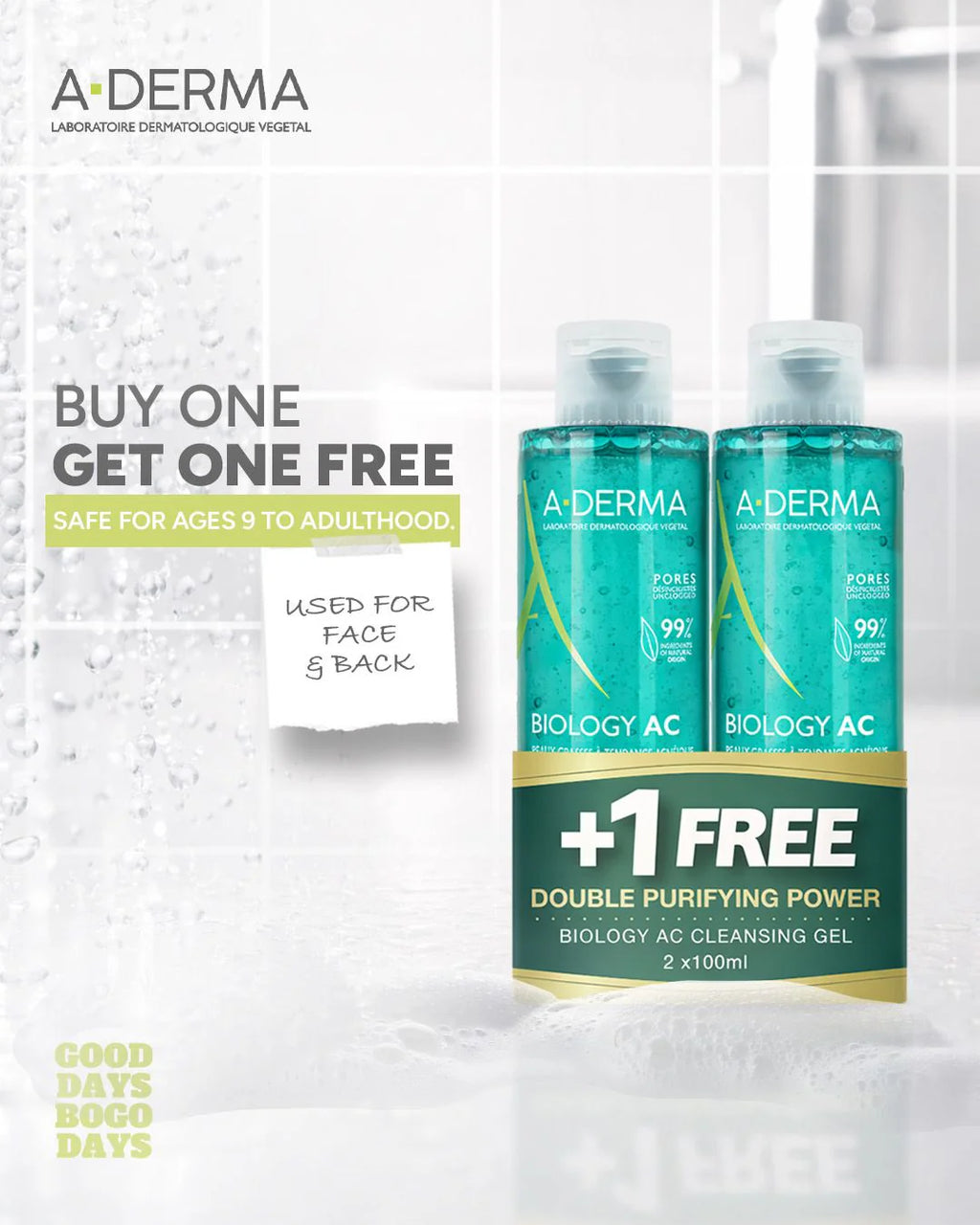 2x A-Derma Biology AC Foaming Gel 100ml