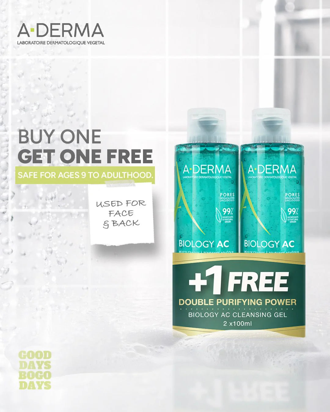 2x A-Derma Biology AC Foaming Gel 100ml