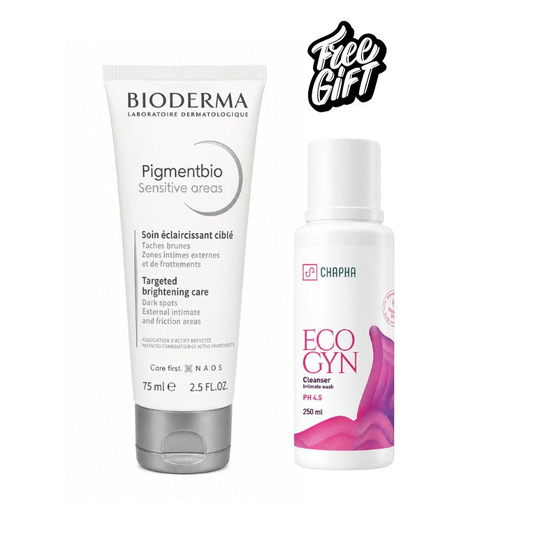 Bioderma Pigmentbio Sensitive Areas 75ml + FREE Chapha Eco Gyn Cleanser 250ml