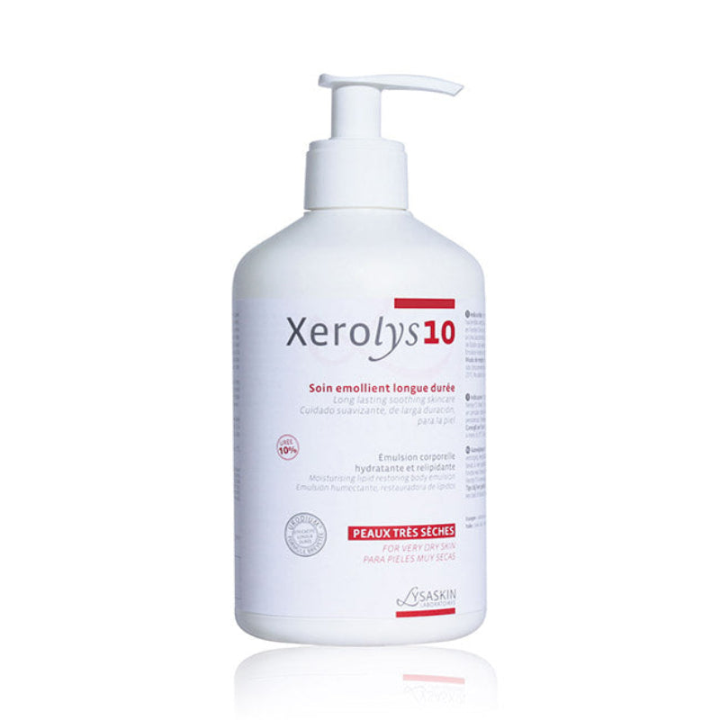 Xerolys 10 skincare bottle on a white background