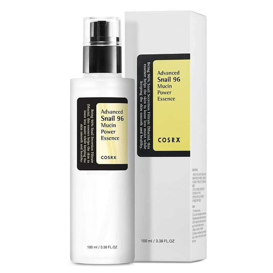 Bottle of COSRX Advanced Snail 96 Mucin Power Essence on a clean background