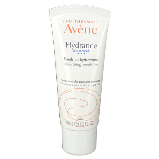 Avene Hydrance light hydrating emulsion tube on a white background