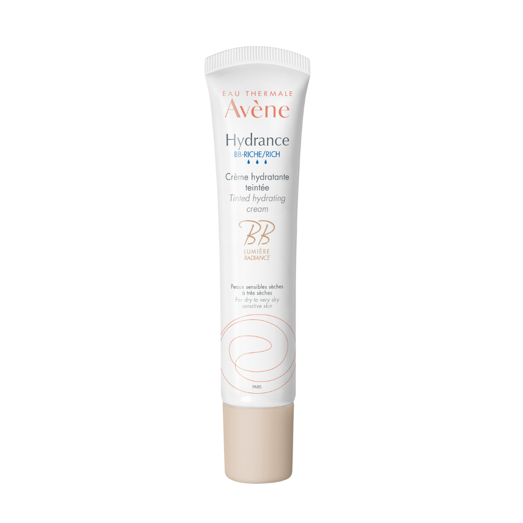 Avene Hydrance BB Rich cream tube on a white background