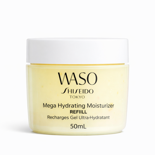 Shiseido WASO Mega Hydrating Moisturizer refill jar on a white background
