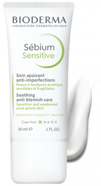 Bioderma Sebium Sensitive 30ml – Soothing moisturizer designed for oily, sensitive skin to reduce irritation, calm redness, and balance skin hydration