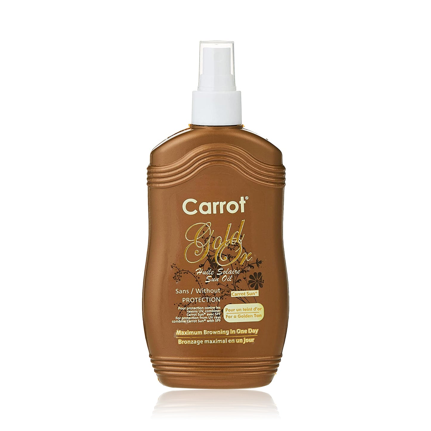 Spray bottle of Carrot Sun Gold Tanning Oil