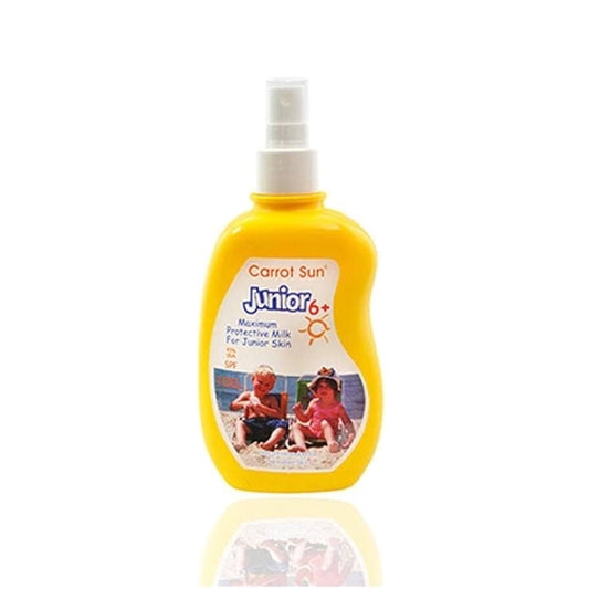 Spray bottle of Carrot Sun Junior Sunscreen SPF 100+, suitable for ages 6 and up, 200 ml