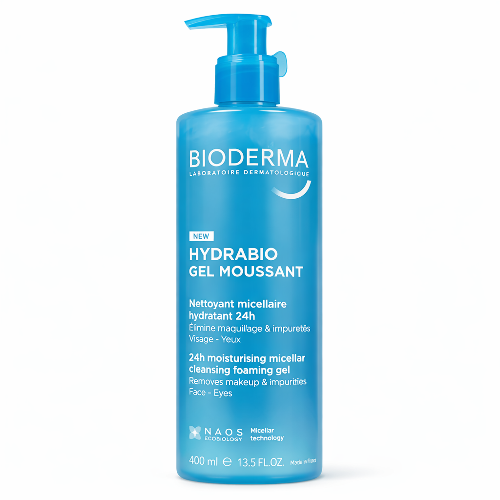 Bioderma Hydrabio Gel Moussant bottle on a white background