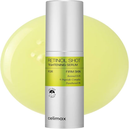 Celimax Retinol Shot Tightening Serum 15ml bottle and packaging for firm, smooth skin"