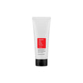 Tube of cleanser with a red label on a white background