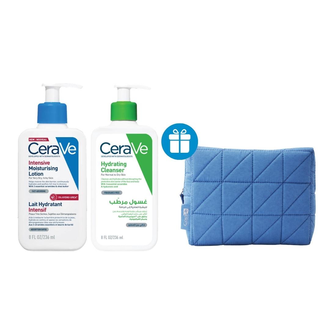 Cerave BUY IML + Hydrating Cleanser 236ML, GET Blue Quilting Puffy Pouch