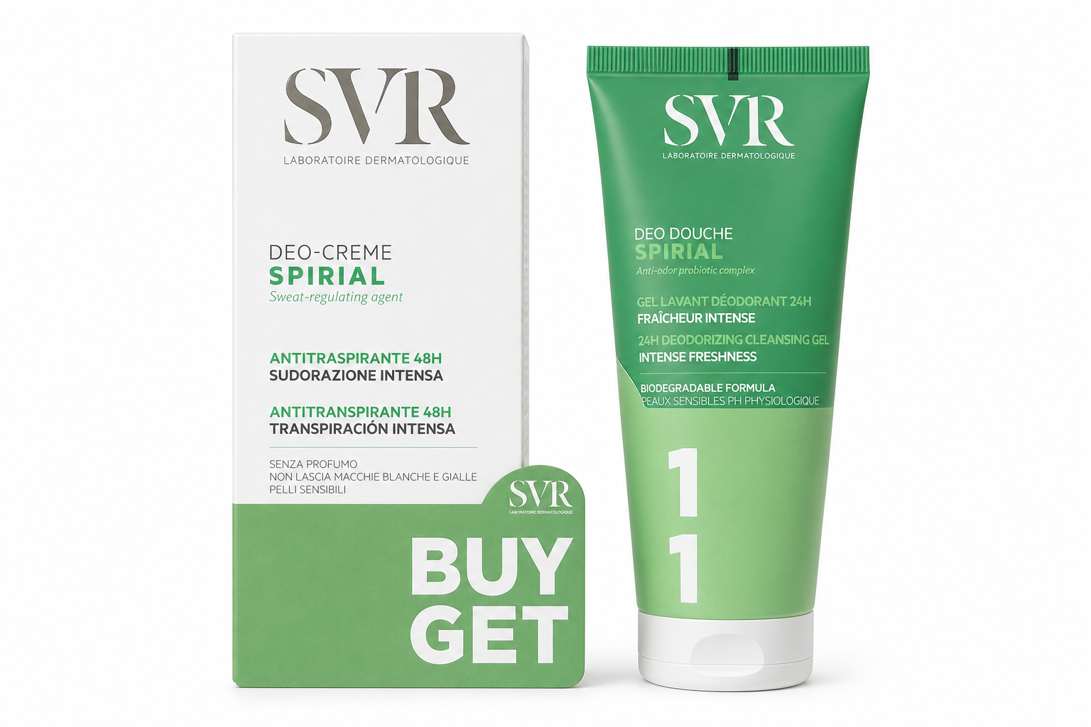 SVR Spirial Deo-Creme 48H + Deo Douche Spirial Gel 24H (Buy 1 Get 1)