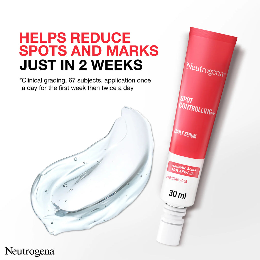 Neutrogena Spot Controlling+ Serum , Boosts Skin Radiance, powerful combination of Salicylic acid - a purifying agent and glycolic acid, 30ml