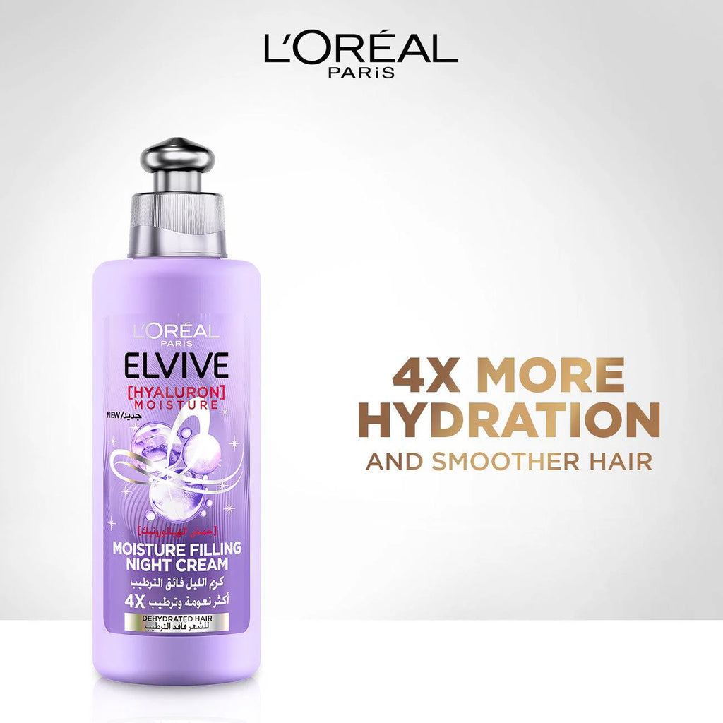 Elvive L’Oréal Paris Elvive Hyaluron Moisture Filling Night Cream For Dehydrated Hair- For 4x More Hydrated Hair