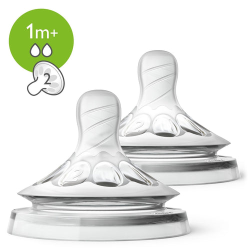 Avent 2 Natural Teats Slow Flow 2 holes - 1m+ - dsonline.me