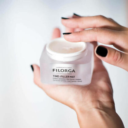 Filorga Time‑Filler Mat – Lightweight daytime cream that visibly mattifies skin, reduces fine lines, refines pores, and controls shine for a smooth, matte complexion