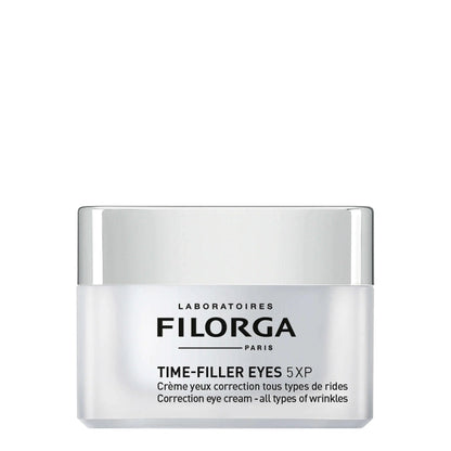 A jar of Filorga Time-Filler Mat cream with a white and silver design, indicating it is a skin care product.