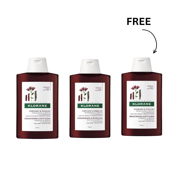 2 Klorane Shampoo A La Quinine 400Ml + 1 FREE