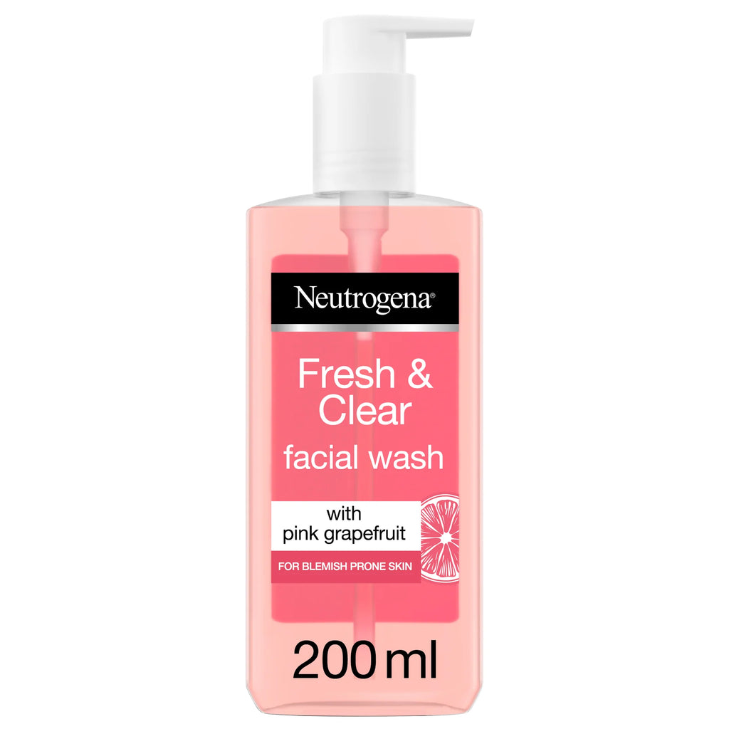 Neutrogena, Fresh & Clear Facial Wash, Pink Grapefruit & Vitamin C, suitable for blemish prone skin for a brighter complexion, 200ml