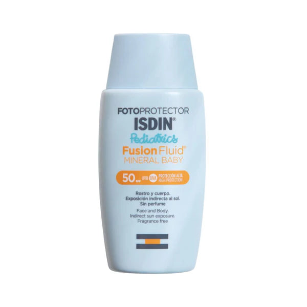 ISDIN Fotoprotector Fluid Mineral Baby Pediatrics SPF 50+ 50ml – 100% mineral sunscreen for babies and children, suitable for sensitive skin