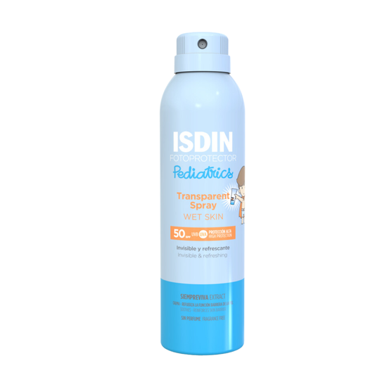 ISDIN Fotoprotector Pediatrics Transparent Spray Wet Skin SPF 50+ 250ml – High-protection sunscreen spray for wet or dry skin, designed for children's sensitive skin