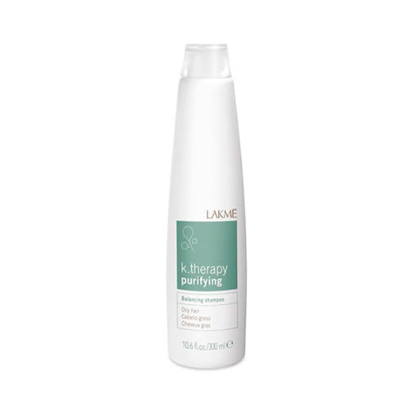 Lakme k.therapy purifying shampoo bottle on a white background