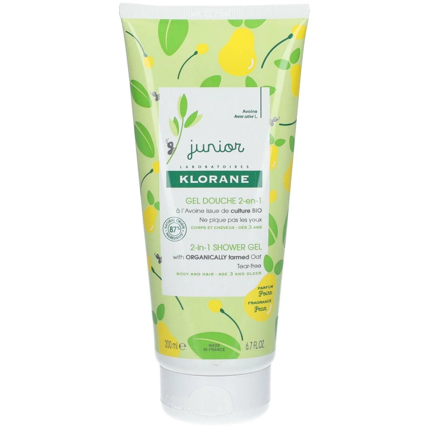 Klorane shower gel with lemon design on a white background